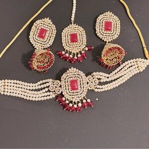 Elegant Gold and Red Jewelry Set